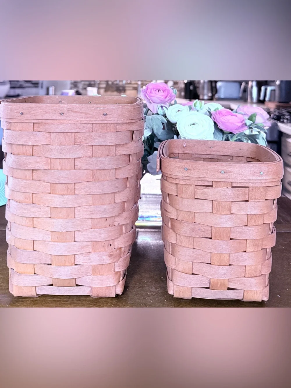 Vintage Longaberger Basket Set of 2 Large 1996 Small 1994 Signed Woven